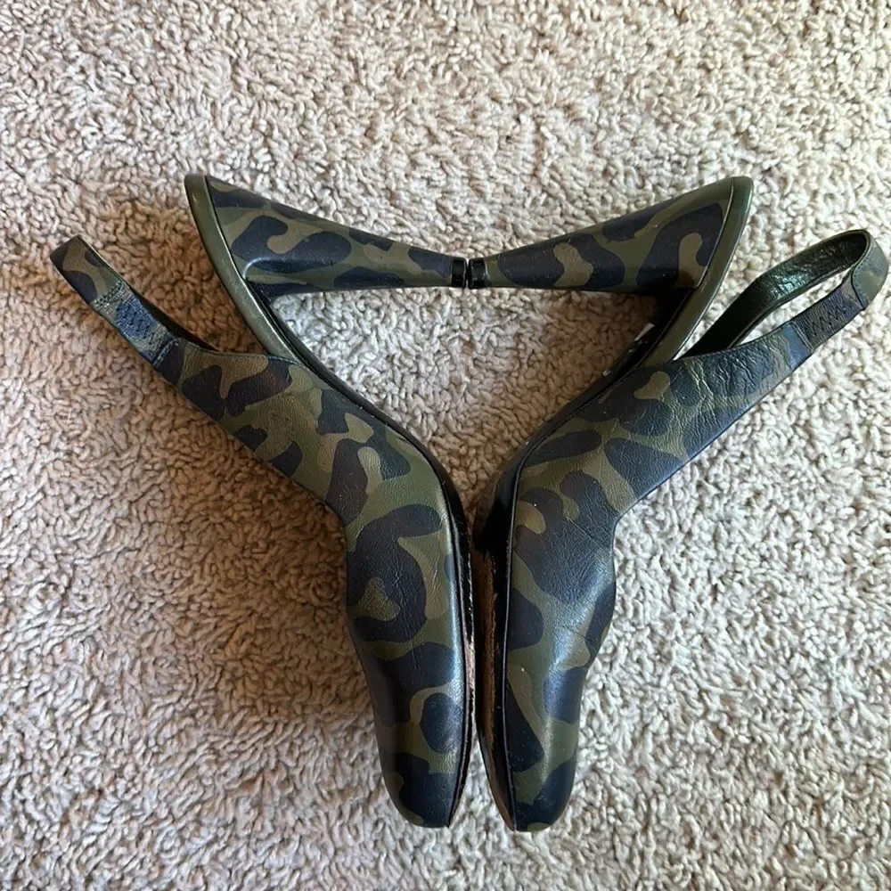MARC JACOBS HEELS GOTH PUNK CAMO SLINGBACK PUMPS LEATHER MADE IN ITALY SIZE 39